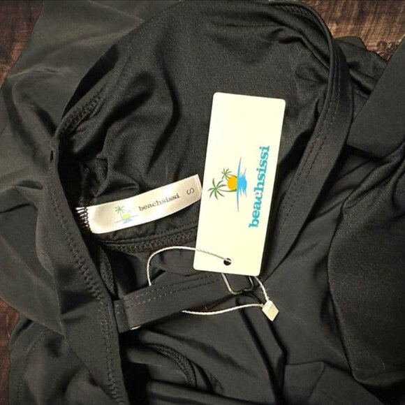 BeachSissi Ruffle Hem Black Adjustable Straps Tankini Bathing Suit Size S NWT - Picture 12 of 12